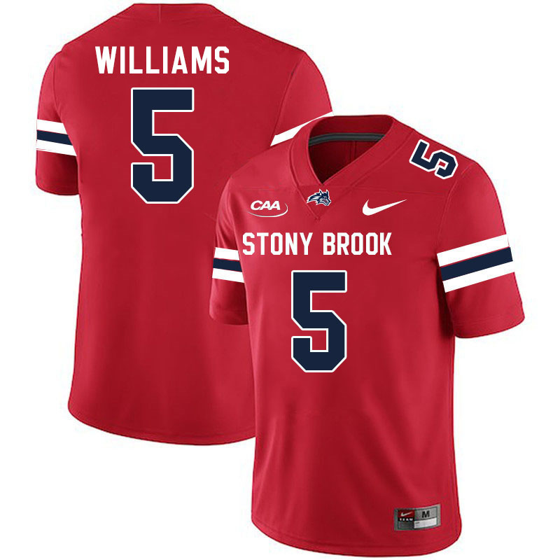 Stony Brook Seawolves #5 Jasiah Williams College Football Jerseys Stitched-Red